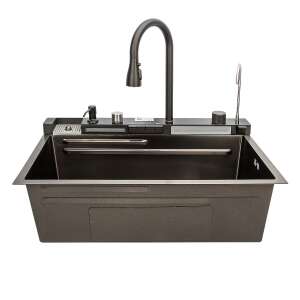 Mosogató szett Gloria Erika, Art Flame, 750*230*450 mm, Rozsdamentes acél, Nagynyomású üvegmosó, Vízesés