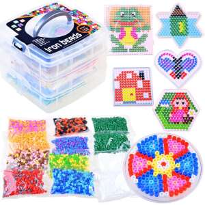 6000 piece iron on beads set with storage box, tweezers, and templates for making crafts - Ramiz