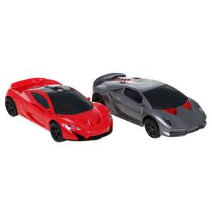 Two red and silver slot racing cars, 1:43 scale - Motorway & Parking Garage