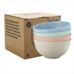 4 db-os színes 15cm-es tálka szett, búza szalmából készült, Now Foods márkájú - Tál