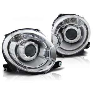 Fiat 500 2007-2015 Króm Projektoros LED Első Lámpa - Autólámpa