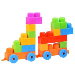Colorful plastic building blocks set used to build a train - Plastic Building Toy
