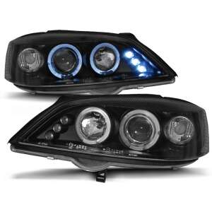 Faruri Opel Astra G 1998-2004 Negre cu Angel Eyes - Lumini auto