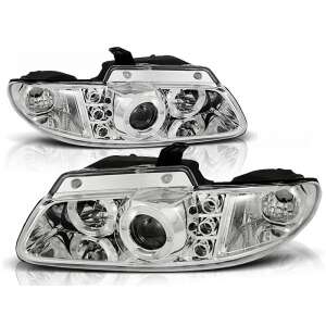 Faruri cu proiector cromate cu Angel Eyes pentru Chrysler Voyager 1996-2001 - Lumini auto