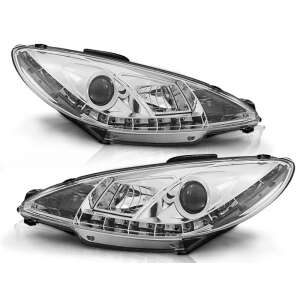 Peugeot 206 1998-2002 Króm Projektor Fényszórók LED Nappali Menetfényekkel - Autólámpa