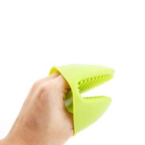Green silicone oven mitt, heat resistant, for handling hot dishes, kitchen tool - Pliers