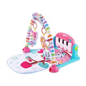 Interaktív babajátszó szőnyeg zongorával és függő játékokkal, rózsaszín - Nonbrand Interaktív gyerek játék
