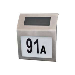 Solar powered house number light, stainless steel, with numbers 91a, illuminated, for outdoor use - Garden