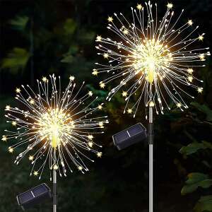 Set of 2 Pitypang solar powered LED garden lights, dandelion shape, warm white light, perfect for outdoor decoration - Outdoor Decorative Lamp