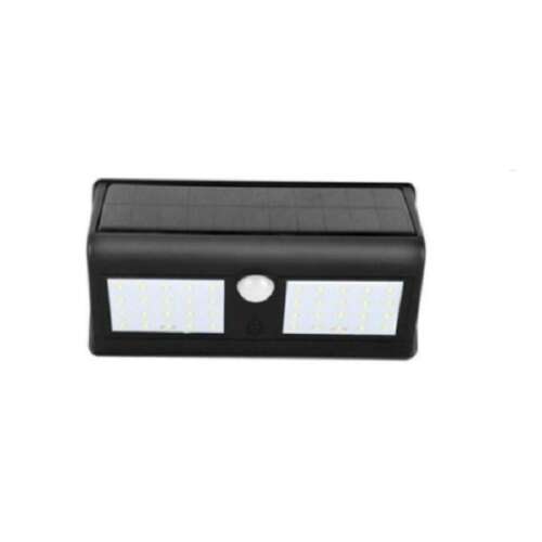 PIR solar powered motion sensor wall light, 40 LED, black, outdoor lighting, security light