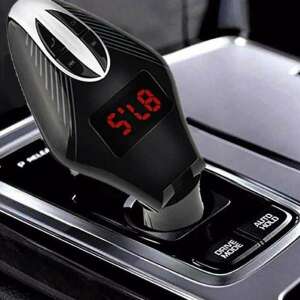 Carg7 Bluetooth FM Transmitter with USB and MicroSD card slot, black, in car - Transmitter