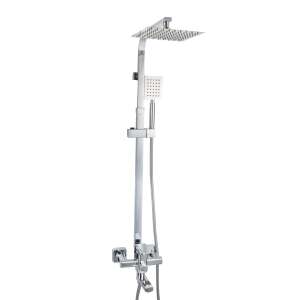 TRENDY'S shower column with three functions, shiny chrome, shower head, handheld shower, bathtub faucet - Shower set