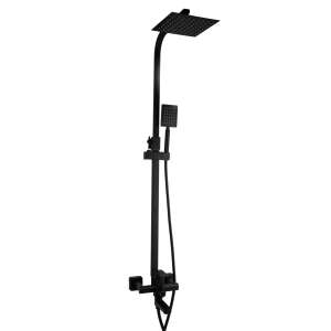 TRENDY'S black shower column with three functions, including a handheld shower head, a fixed shower head, and a bathtub spout - Shower set
