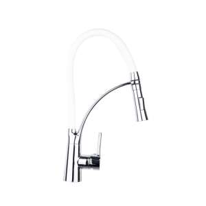 Swan TRENDY white-chrome kitchen faucet, chrome finish, pull-out spray head, single lever handle - Trendy S Faucet