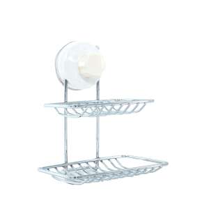 Double layer soap dish, TRENDY'S, chrome, suction cup, wall mount, bathroom - Other bathroom accessory