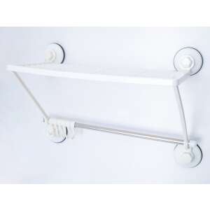 TRENDY'S white towel rack with shelf and hooks, wall mounted, suction cups - Other bathroom accessory