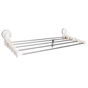 Suport de prosoape reglabil TRENDY'S, alb și crom, cu ventuze, 4 bare - Accesorii baie