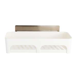 TRENDY'S multi-functional bathroom shelf, white, adhesive mounting, 2 tiers, angled view - Other bathroom accessory