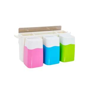 TRENDY'S toothbrush holder, wall mounted, 3 compartments, pink, blue, green - Other bathroom accessory