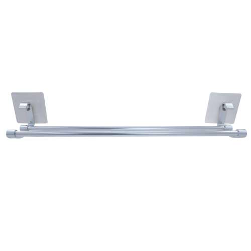 TRENDY'S double towel rack, chrome, self-adhesive, no drilling, bathroom towel holder