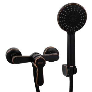 Trendy's fekete zuhanycsaptelep zuhanyrózsával, modern design, falra szerelhető - Trendy S Csaptelep