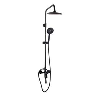 TRENDY'S shower column, thin, with three functions, matt black, shower head, hand shower, faucet - Shower set
