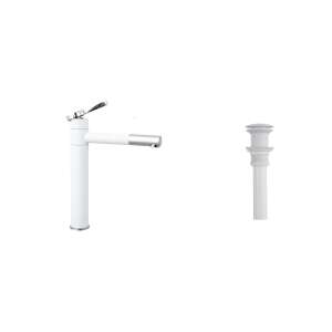 Trendy's Mosdócsaptelep Szett, fehér mosogató csaptelep szett lefolyóval, munkalapra szerelhető - Trendy S Csaptelep