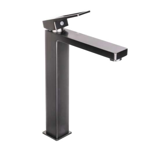 TRENDY'S pultlapos mosdócsaptelep, téglalap alakú, szürke, modern design, szaniterrézből készült, ólommentes, 3 rétegű bevonattal, víztakarékos funkcióval