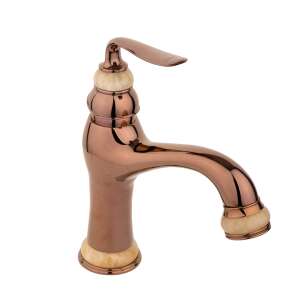 TRENDY'S Mosdó Csaptelep, antik jade-rozéarany, egykaros fürdőszobai mosdókagyló csaptelep rózsa arany bevonattal és jáde díszítéssel - Trendy S Csaptelep