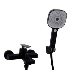 Trendy's Matt Fekete Falra Szerelhető Kádcsaptelep Zuhanyfejjel - Trendy S Csaptelep