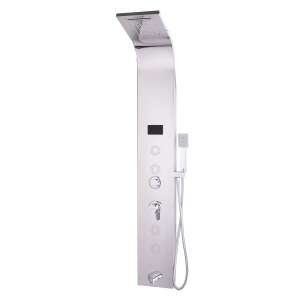 TRENDY'S 5-function digital thermo shower panel with hydromassage, LED, and chrome finish - Shower set
