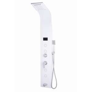 TRENDY'S 5-function Digital Thermo shower panel with hydromassage, satin white, LED, stainless steel - Shower set