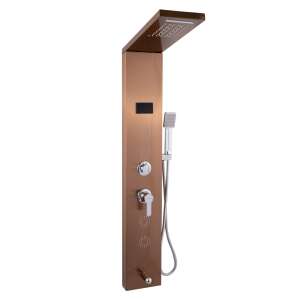 TRENDY S 5-function digital shower panel with LED, satin copper, stainless steel - Shower set