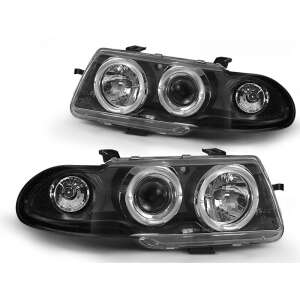 Faruri Opel Astra F 1994-1997 Negre cu Angel Eyes - Lumini auto