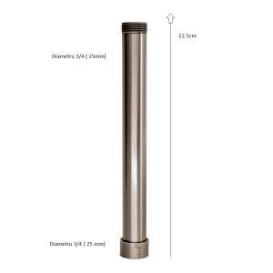 TRENDY shower column extension, satin stainless steel, 22.5 cm, 3/4 inch diameter - Shower set