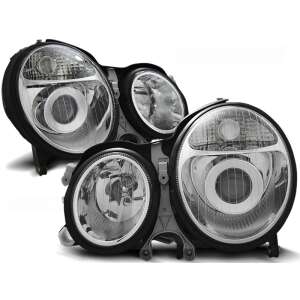 Faruri frontale cu proiector cromate Mercedes W210 1999-2002 - Lumini auto