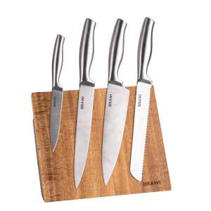 Set cuțite RAWI 4 piese cu suport magnetic din lemn, RAWI-501 - Cuțite