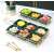 Green and gold ceramic fruit serving tray with six compartments, perfect for snacks, appetizers, or desserts