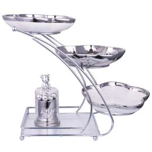 TRENDY’S 3-tier fruit bowl, chrome, with ceramic bowls, 20x20x20 cm - Food storage
