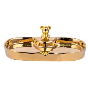 TRENDY'S gold ceramic bathroom organizer with bear figurine - Other bathroom accessory