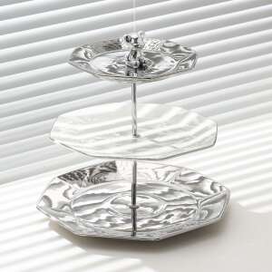 TRENDY S three-tier fruit tray, satin finish, stainless steel stand, ceramic compartments, 30x15.5x20 cm - Food storage