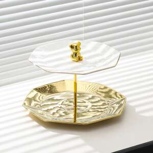 TRENDY’S two-tiered fruit tray with gold accents, 20X25 CM - Food storage
