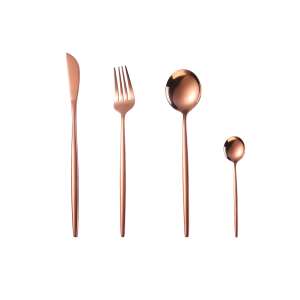 Set de tacâmuri TRENDY'S rose din oțel inoxidabil, 4 piese, aur roz - Tacâmuri