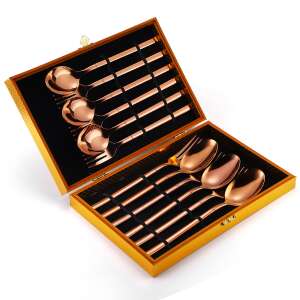 TRENDY'S 6 piece cutlery set, rose gold, stainless steel, spoon and fork, gift box - Cutlery Set