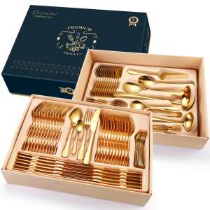 TRENDY'S 84 piece gold stainless steel cutlery set in a box - Cutlery Set