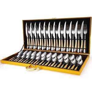 TRENDY’S 48-piece stainless steel cutlery set, luxury edition, gold accents, in a gift box - Serving