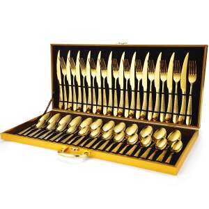 TRENDY’S luxury edition gold cutlery set, 48 pieces, stainless steel, in a box - Serving