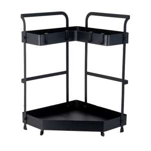 TRENDY'S sarokpolc, fekete, 2 szint, horgokkal, konyhai tároláshoz - Edényszárító