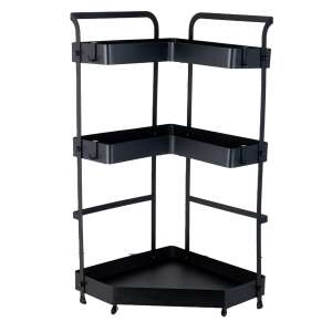 TRENDY'S Sarokpolc, 3 Szint, Fekete, Rozsdamentes Acél, Konyhai Tároló, Edénytartó, Szervező - Edényszárító