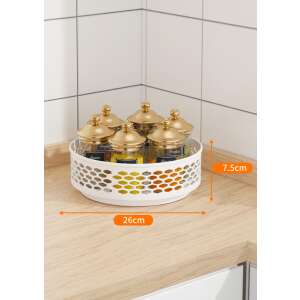 White round rotating kitchen organizer, 26x7.5 cm, with spice jars - Storage & organization